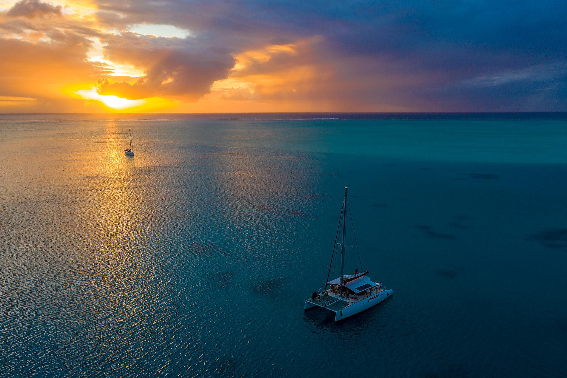 Sunset sail by catamaran